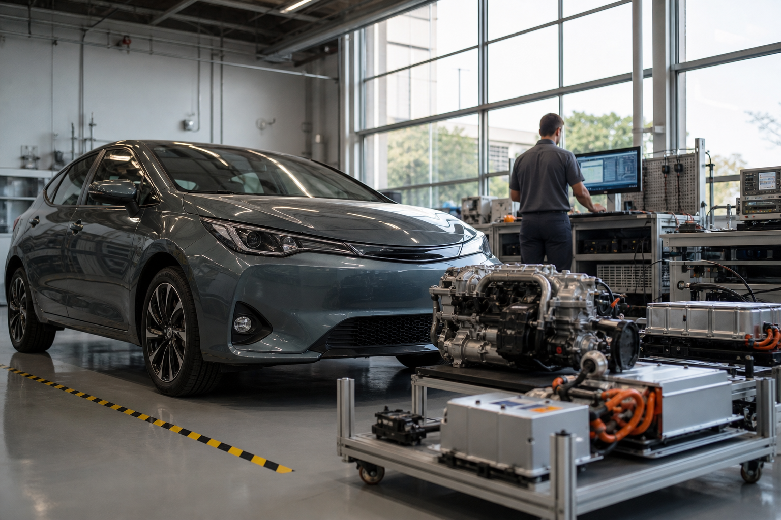 Veículo híbrido flex genérico em centro brasileiro de pesquisa automotiva